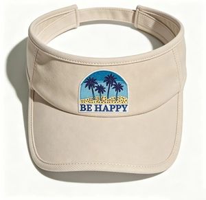 Be Happy Palm Tree Embroidered Sun Visor <b>Hat</b> <b>Summer</b> Beach Coconut Tree UV Protection Visor Cap Custom Golf Tennis <b>Hat</b> - Product Image 5