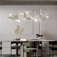 BGST décor à la maison haut plafond suspension lampe en acier Led rond moderne nordique luxe lustre en cristal pendentif lumière Restaurant