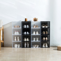 Boîte à chaussures transparente en PP anti-poussière et résistante à l'humidité, empilable et magnétique, bacs de rangement à rabat, bureau, garde-robe, personnalisable, vente en gros