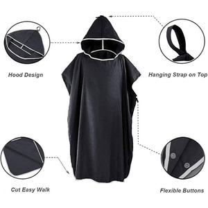 Bata de microfibra de secado rápido, poncho cálido con capucha para cambiarse en la <span class=keywords><strong>playa</strong></span>, toalla absorbente para natación, surf y <span class=keywords><strong>playa</strong></span>. - Product Image 2