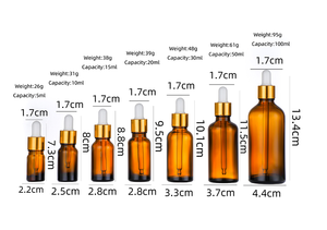 Botellas de Vidrio Personalizadas de Color Ámbar Marrón de 5 ml, 10 ml, 15 ml, 20 ml, 30 ml, 50 ml, 100 ml para Suero, Botellas para Aceites Esenciales con Gotero - Product Image 3