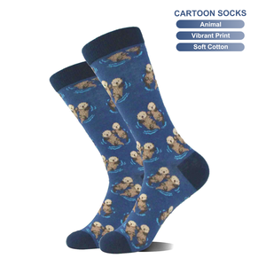 Chaussettes en coton pour hommes, décontractées, amusantes, à imprimé animal coloré et original, douces, absorbant la transpiration et respirantes - Product Image 1