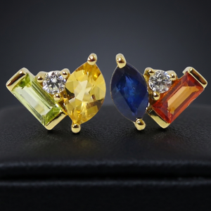 Pendientes de Plata de Ley S925 con Baño de Oro de 14K, Minimalistas, con Peridoto Natural, Citrino, Zafiro Azul y Circonita Cúbica, Personalizables para Venta al por Menor, OEM y ODM - Product Image 2