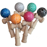 Jouet de kendama en bois pour enfants avec logo personnalisé, balle colorée à motifs craquelés