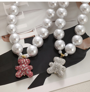 Collar con Colgante <span class=keywords><strong>de</strong></span> Oso con Circonitas Cúbicas y Perla <span class=keywords><strong>de</strong></span> Agua Dulce, Estilo Y2K, Joyería <span class=keywords><strong>de</strong></span> Moda para Mujeres y Niñas, Regalo - Product Image 2