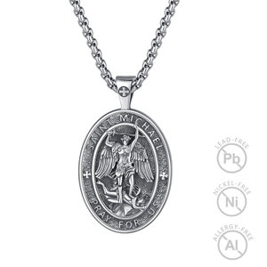 <span class=keywords><strong>Collier</strong></span> pendentif tendance pour homme Merryshine en argent sterling 925 <span class=keywords><strong>avec</strong></span> chaîne à maillons et <span class=keywords><strong>image</strong></span> du Saint Michel, symbole de foi - Product Image 2