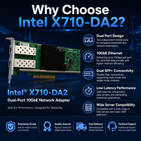 Adaptador de Red Ethernet Intel X710-DA2 de Doble Puerto 10Gb SFP+ PCIe3.0 X8 para Servidor, NIC X710DA2BLK, Compatible con SR-IOV, VXLAN, DPDK