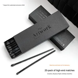 YZ Factory lunga scatola di fiammiferi per sigari annerita con lettere rosse illuminate da asticelle nere da imballaggio di carta con materiali riciclati - Product Image 4