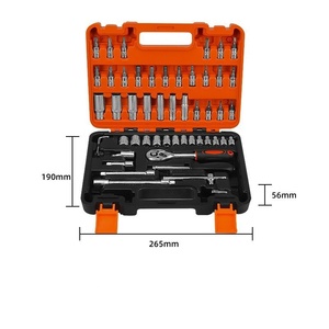 Jeu de douilles de 53 pièces, 1/4 pouce, avec cliquet, coffret d'outils, réparation automobile, outils à main, usage domestique, OEM personnalisable, acier au carbone, garantie 1 an - Product Image 1