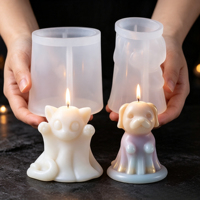 Moule en silicone Premium Chat Fantôme d'Halloween, Qualité Alimentaire pour la Pâtisserie, les Bougies, la Résine et la Décoration en Plâtre