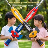 Pistolet à eau en plastique rétractable style épée, canon à jets multiples