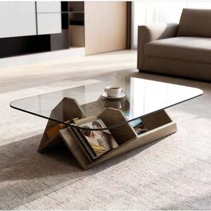 Table basse en verre avec rangement pour magazines, table à thé moderne en forme de <span class=keywords><strong>montagne</strong></span> pour salon - Product Image 5