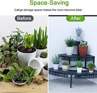 Support de plantes portable en métal à 3 niveaux, étagère d'angle quart de cercle pour pots de fleurs, pour intérieur, extérieur, sol, centre commercial