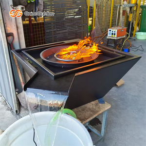 Fontaine de feu de piscine carrée en acier métallique, foyer au gaz, bol d'eau - Product Image 4