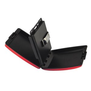 Porte-cartes de visite multifonctionnel mince en fibre de carbone PU, personnalisable avec logo, avec clip de fermeture, rouge - Product Image 2