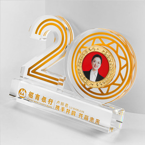 Crystal <b>Trophy</b> For 5th 10th 15th Anniversary Laser <b>Engraved</b> Acrylic With Metal Base Business Awards Commemorative Gifts - Product Image 2