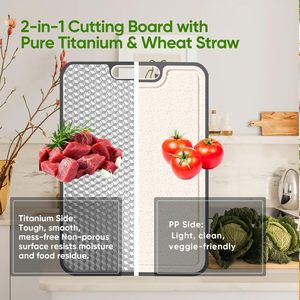 Nouvelle planche à découper en titane, planches de découpe de cuisine en titane double face avec paille de blé pour viande, légumes et fruits - Product Image 3