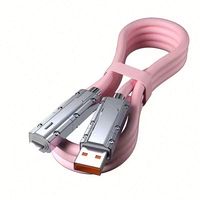 Cable de Carga Rápida 4 en 1 de Nailon Trenzado 5A 100W para Teléfono Móvil, Cable de Datos USB
