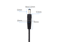 Cable de Alimentación CC Macho a Macho, Adaptador de Cable de Extensión de 0.25m 0.5m 1m 2m 22AWG 5.5*2.1mm, Conector Macho