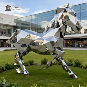 รูปปั้นม้าตั้งทำจากสแตนเลสรูปปั้นสัตว์โลหะขัดเงาสูงของ TREVI อุปกรณ์ตกแต่งกลางแจ้ง - Product Image 4