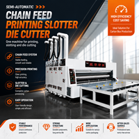 Machine de fabrication de boîtes en carton ondulé compacte YSF-C pour petites usines, semi-automatique, avec alimentation par chaîne, imprimante flexo et rainureuse