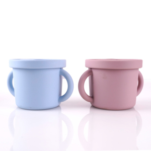Silicone Baby Training Snack <b>Cup</b> with Handle BPA <b>Free</b> Variable <b>Flow</b> Solid Color Streamline for 0-12 Months - Product Image 6