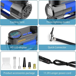 Compresseur d'air portable pour gonflage de pneus / Compresseur d'air de voiture 12v / <span class=keywords><strong>Mini</strong></span> <span class=keywords><strong>pompe</strong></span> à air électrique pour <span class=keywords><strong>vélo</strong></span> et ballon - Product Image 2