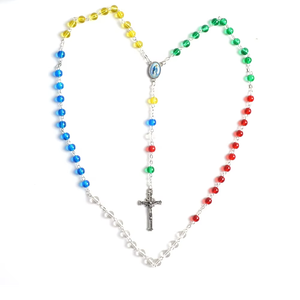 Collier de prière missionnaire en verre à cinq couleurs avec croix - Product Image 3