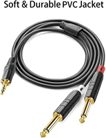 Cable de Audio Divisor en Y de Alta Pureza OFC de 3.5mm TRS a Doble 6.35mm TS con Conector de Aleación de Zinc Chapado en Oro de 24K al por Mayor