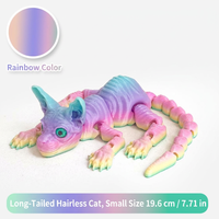 Figurine de chat sans poils imprimée en 3D de 19,6 cm, statue de chat réaliste sans fourrure, queue flexible, décoration de bureau