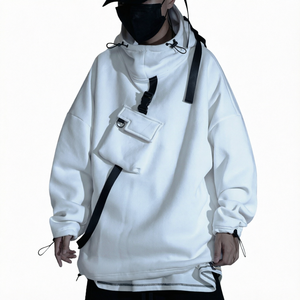 Sudadera con Capucha Unisex Blanca, Corte Regular, Estilo Urbano, Tejida, Informal, de Algodón/Fibra de Bambú, Resistente al Agua - Product Image 1