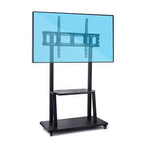 Soporte de TV de acero de altura ajustable Soporte móvil con función giratoria Inclinación de <span class=keywords><strong>distancia</strong></span> plana Soporte de TV en blanco y negro Carro de TV de oficina - Product Image 2