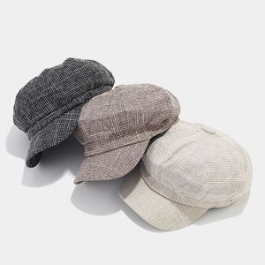 <span class=keywords><strong>Casquette</strong></span> de Journaliste à Carreaux Style Rétro Britannique Printemps-<span class=keywords><strong>Été</strong></span> pour <span class=keywords><strong>Femme</strong></span>, Chapeau Béret Tendance Style Japonais Artiste Peintre - Product Image 3