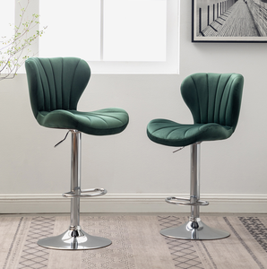 Upholstered <b>Adjustable</b> Swivel Barstools in Green, Set of 2 - Product Image 5