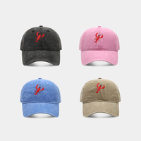Casquette de baseball brodée homard, style vintage délavé, réglable, unisexe, pour l'extérieur, protection solaire, vente en gros