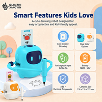 Robot de Dessin pour Enfants avec Guide par Carte, Bras de Dessin Stable, Rechargeable 18650, Bleu et Blanc, Âges 4-12, Cadeau Éducatif Créatif