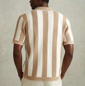 Chemise polo en tricot vintage à rayures en coton Old Money, fournisseur <span class=keywords><strong>de</strong></span> tricots 2026, chemise en tricot italienne à manches courtes personnalisée pour hommes - Product Image 3