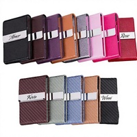 Porte-cartes de visite personnalisé sur mesure avec fermeture magnétique, fin, cadeau d'affaires, en cuir pour homme, en acier inoxydable