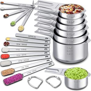 Stainless Steel Eco-Friendly Nesting <b>Measuring</b> Cups and <b>Spoons</b> Set 20 Pieces - Product Image 1