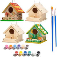 Nichoir et mangeoire à oiseaux en bois non peints, kit de bricolage en bois pour enfants à construire et peindre, arts et artisanat