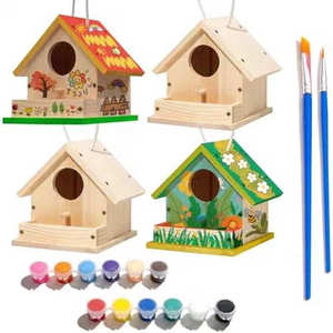 Nichoir et mangeoire à oiseaux en bois non peints, kit de bricolage en bois pour enfants à construire et peindre, arts et artisanat - Product Image 6