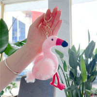 Porte-clés Flamant Rose en Peluche en Gros, Pendentif Animal Doux, Breloque Flamant Rose en Peluche, Anneau de Clés