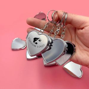 Folding <b>Mirror</b> Travel Pocket <b>Mirror</b> <b>Small</b> Round Heart-Shaped Mini Makeup <b>Mirror</b> With Key Chain - Product Image 1