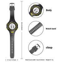 Montre numérique multifonctionnelle pour étudiants Mingrui 8217, sportive, résistante à l'eau 3BAR, avec alarme, date et éclairage LED.