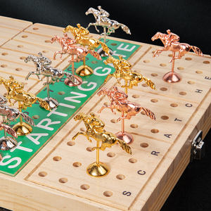 <span class=keywords><strong>Gioco</strong></span> da Tavolo <span class=keywords><strong>di</strong></span> Corse <span class=keywords><strong>di</strong></span> Cavalli in Legno Massiccio Pieghevole, Edizione Lusso <span class=keywords><strong>per</strong></span> <span class=keywords><strong>Adulti</strong></span> con Cavalli in Metallo - Product Image 2