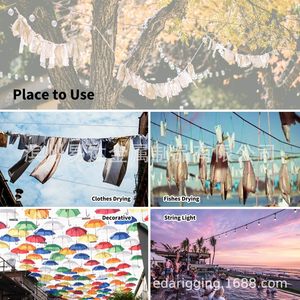 Eda <b>String</b> Light Hanging Kit 5mm <b>Black</b> Vinyl Coated Rope Outdoor Drying Rope Set With Hooks And Screws - Product Image 4