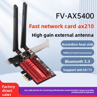 Tarjeta de Red Inalámbrica PCIE de Alta Velocidad de Doble Banda 5G para Win/Linux, Receptor Wifi Gigabit Integrado FV-AX5400 AX210