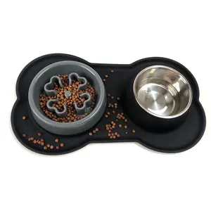 Hundenapf Pet Bowl zum Füttern von Hunden Katzen Feeder Schalen Haustiere Edelstahl Hundefutter Schüssel ohne Verschütten rutsch fest Voerbak