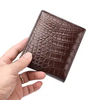 Billeteras de piel de cocodrilo auténtica para hombre, carteras de piel auténtica hechas a mano, lujosas