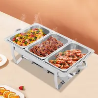 Luxe klassieke 9L roestvrijstalen chafing dish buffetset met voedselwarmer en standaard voor tafelcatering en feesten